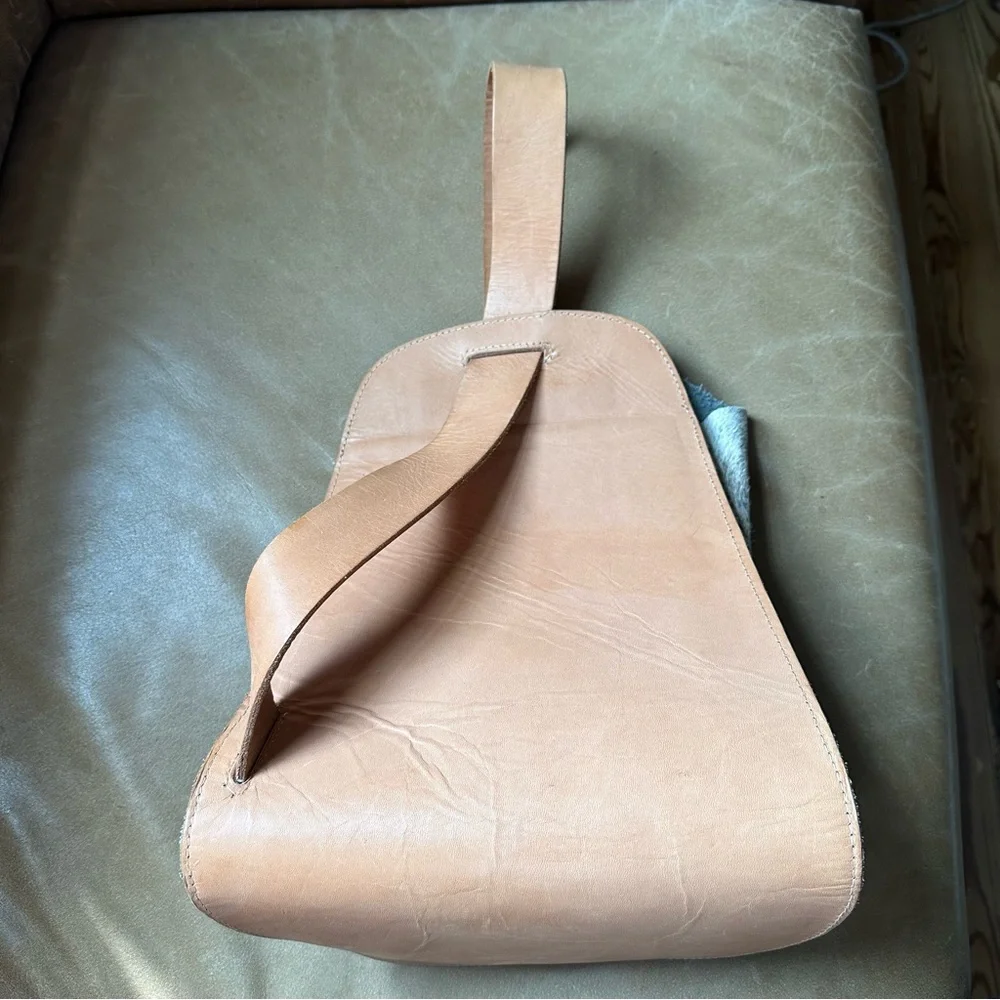 Redondo Frydman calf hair tan leather sling backpack bucket bag shoulder - Picture 10 of 17